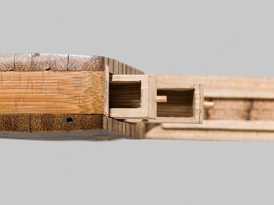 Lot 52 - KOSHIN: A RARE LACQUERED BAMBOO AND MARQUETRY INRO