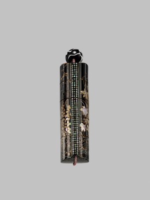 Lot 1429 - A SOMADA STYLE FOUR-CASE LACQUER INRO WITH AUTUMN GRASSES, AFTER A DESIGN BY KANO TSUNENOBU (1636-1713)