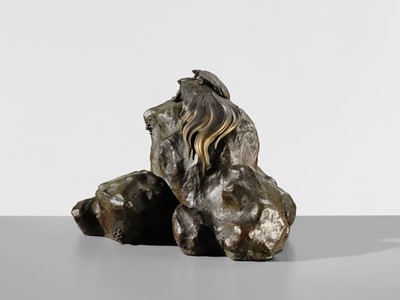 Lot 38 - NOGAMI RYUKI: A SUPERB BRONZE OKIMONO OF A MINOGAME AND YOUNG
