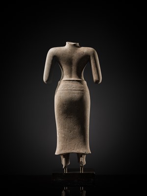 Lot 366 - A SANDSTONE TORSO OF A FEMALE DEITY, BAPHUON STYLE, SECOND HALF OF THE 11TH CENTURY