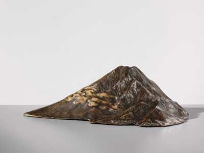 Lot 12 - HIDEAKI: AN ICONIC AND LARGE BRONZE OKIMONO OF MOUNT FUJI