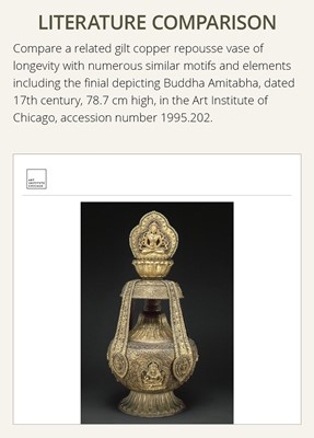 Lot 11 - A PARCEL-GILT COPPER REPOUSSÉ BUDDHIST RITUAL CONTAINER, NEPAL, 16TH-17TH CENTURY