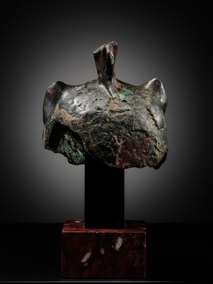 Lot 6 - THE ‘CHARLES GILLOT’ BRONZE HEAD OF WADJET AS A LIONESS, LATE PERIOD
