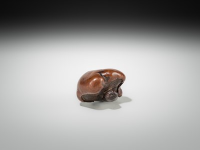 Lot 338 - A RARE AND LARGE BURLWOOD NETSUKE OF A MUSHROOM