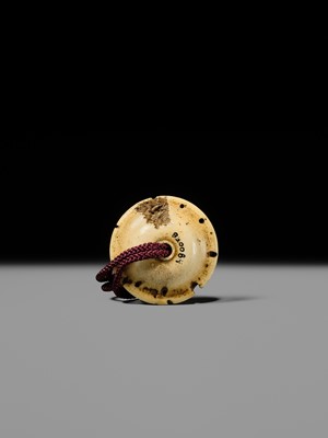 Lot 476 - SOYO: A FINE YOKOYA SCHOOL ANTLER AND SHIBUICHI KAGAMIBUTA WITH A SHISHI