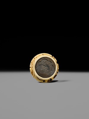 Lot 476 - SOYO: A FINE YOKOYA SCHOOL ANTLER AND SHIBUICHI KAGAMIBUTA WITH A SHISHI