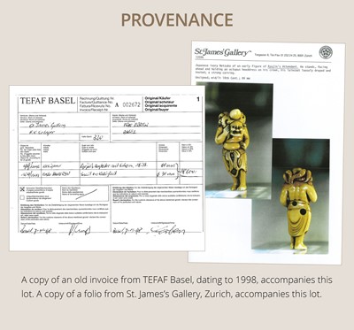 Lot 111 - A POWERFUL IVORY NETSUKE OF RYUJIN’S ATTENDANT