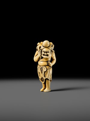 Lot 111 - A POWERFUL IVORY NETSUKE OF RYUJIN’S ATTENDANT