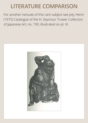 Lot 133 - A RARE WOOD NETSUKE OF ROCHISHIN