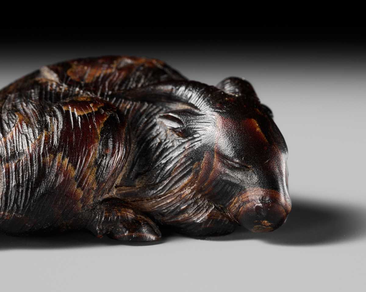 Lot 157 - A RARE UMIMATSU NETSUKE OF A GOAT