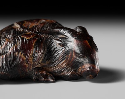 Lot 157 - A RARE UMIMATSU NETSUKE OF A GOAT