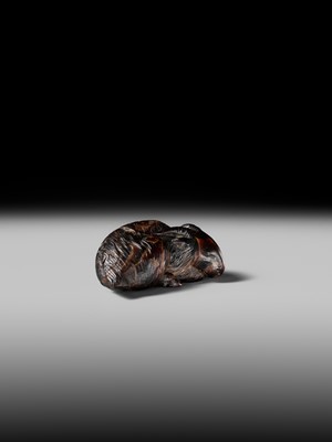 Lot 157 - A RARE UMIMATSU NETSUKE OF A GOAT