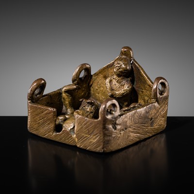 Lot 1256 - A MINIATURE BRASS SHAIVITE SHRINE, MAHARASHTRA, INDIA, 19TH CENTURY
