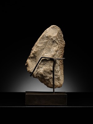 Lot 23 - A LIMESTONE RELIEF FRAGMENT WITH HIEROGLYPHIC INSCRIPTION, OLD KINGDOM OR ARCHAIZING LATE PERIOD
