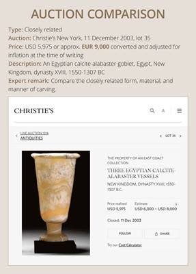 Lot 30 - AN ALABASTER GOBLET, NEW KINGDOM, XVIII DYNASTY