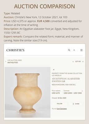 Lot 30 - AN ALABASTER GOBLET, NEW KINGDOM, XVIII DYNASTY