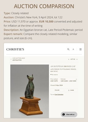 Lot 36 - A FINE BRONZE STATUE OF A CAT, BASTET, LATE PERIOD