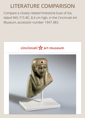 Lot 11 - AN OPHICALCITE BUST OF A FEMALE DEITY, PROBABLY ISIS, LATE PERIOD, DYNASTY XXV–XXVI