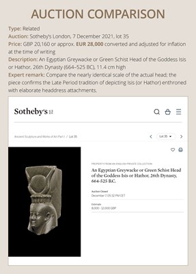 Lot 11 - AN OPHICALCITE BUST OF A FEMALE DEITY, PROBABLY ISIS, LATE PERIOD, DYNASTY XXV–XXVI
