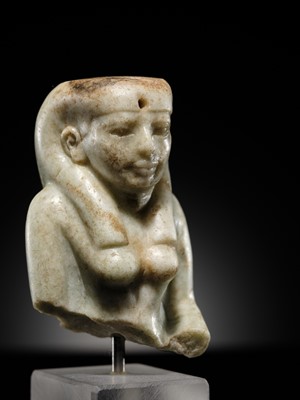 Lot 11 - AN OPHICALCITE BUST OF A FEMALE DEITY, PROBABLY ISIS, LATE PERIOD, DYNASTY XXV–XXVI