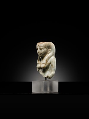 Lot 11 - AN OPHICALCITE BUST OF A FEMALE DEITY, PROBABLY ISIS, LATE PERIOD, DYNASTY XXV–XXVI