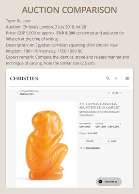 Lot 40 - A CARNELIAN ‘BABOON’ AMULET, THOTH, LATE PERIOD TO PTOLEMAIC ERA