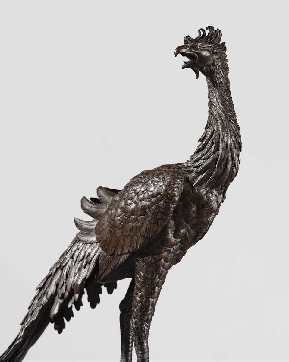 Lot 18 - JOKO: A FINE BRONZE OKIMONO OF A HO-O BIRD