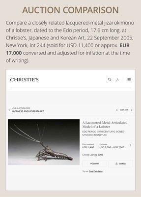 Lot 49 - MYOCHIN: AN IRON JIZAI OKIMONO OF A LOBSTER