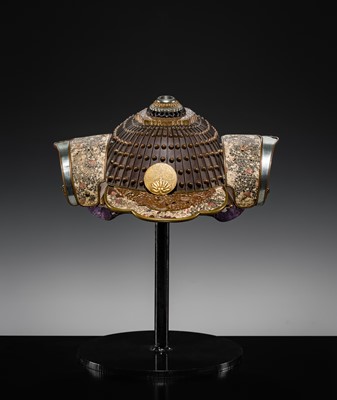 A LACQUERED NERIKAWA AND MIXED METAL KAJI-KABUTO (FIREMAN'S HELMET)