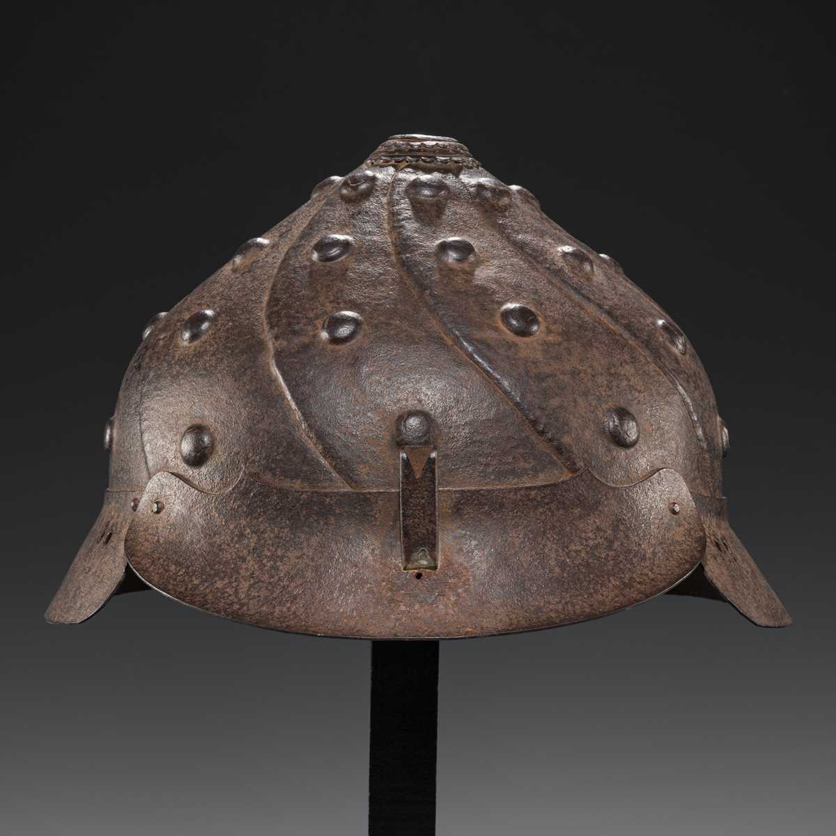 Lot 99 - A RARE IRON AWABI-NARI UCHIDASHI KAWARI KABUTO