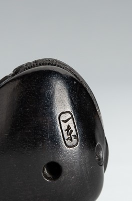Lot 345 - ITTO: A FINE ANABORI EBONY WOOD NETSUKE OF THE CLAM’S DREAM