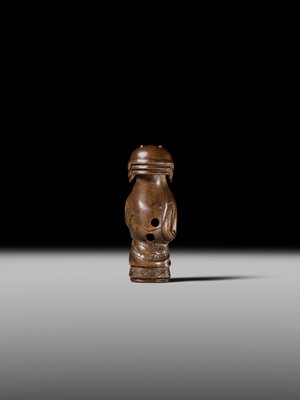 Lot 255 - HOJITSU: A FINE WOOD NETSUKE OF NABE KABURI