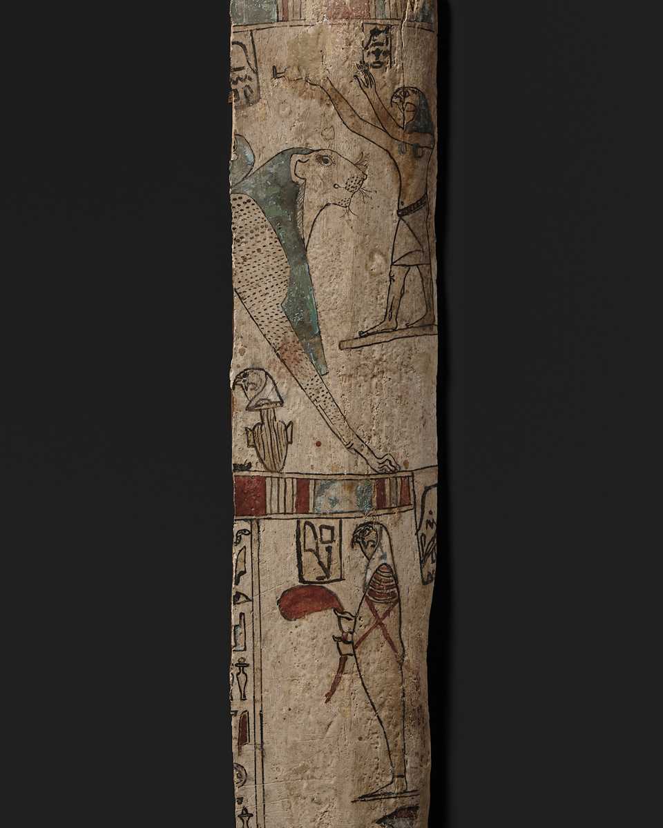 Lot 26 - A FINELY PAINTED COFFIN FRAGMENT, PTOLEMAIC PERIOD, 2ND–1ST CENTURY BC
