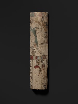 Lot 26 - A FINELY PAINTED COFFIN FRAGMENT, PTOLEMAIC PERIOD, 2ND–1ST CENTURY BC