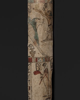 Lot 26 - A FINELY PAINTED COFFIN FRAGMENT, PTOLEMAIC PERIOD, 2ND–1ST CENTURY BC