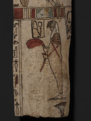 Lot 26 - A FINELY PAINTED COFFIN FRAGMENT, PTOLEMAIC PERIOD, 2ND–1ST CENTURY BC