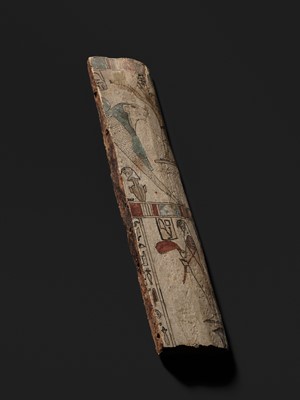 Lot 26 - A FINELY PAINTED COFFIN FRAGMENT, PTOLEMAIC PERIOD, 2ND–1ST CENTURY BC