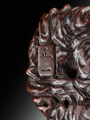 Lot 176 - MASAKAZU: A FINE NAGOYA SCHOOL WOOD NETSUKE DEPICTING TAIRA NO TSUNEMASA PLAYING THE BIWA