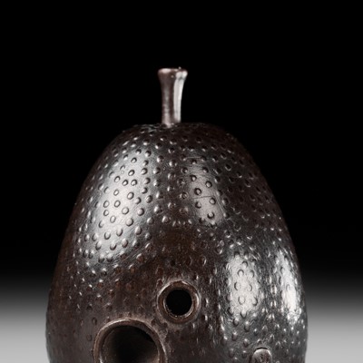 SANGETSU: A RARE EBONY WOOD NETSUKE OF A WASP IN A PEAR