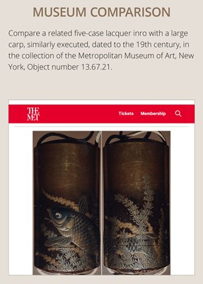 Lot 263 - A FINE FIVE-CASE LACQUER INRO DEPICTING KINKO SENNIN RIDING HIS CARP