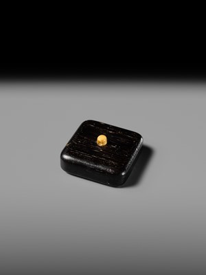 MITSUHIRO: A FINE WOOD AND IVORY MANJU NETSUKE DEPICTING A SPARROW AMONGST BAMBOO
