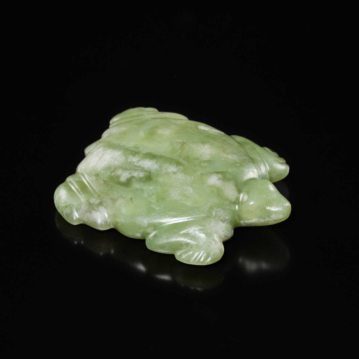 Lot 408 - A PALE GREEN JADE TURTLE, NEOLITHIC PERIOD, HONGSHAN CULTURE
