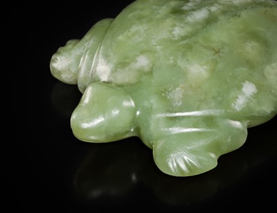 Lot 408 - A PALE GREEN JADE TURTLE, NEOLITHIC PERIOD, HONGSHAN CULTURE