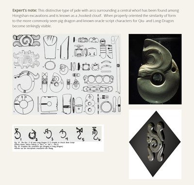A LARGE PALE GREEN JADE ‘CLOUD-SCROLL’ PENDANT, NEOLITHIC PERIOD, HONGSHAN CULTURE