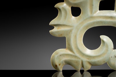 A LARGE PALE GREEN JADE ‘CLOUD-SCROLL’ PENDANT, NEOLITHIC PERIOD, HONGSHAN CULTURE