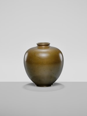 Lot 24 - MITSUHARU: A SILVER-INLAID BRONZE VASE