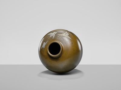 Lot 24 - MITSUHARU: A SILVER-INLAID BRONZE VASE