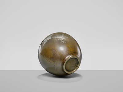 Lot 24 - MITSUHARU: A SILVER-INLAID BRONZE VASE