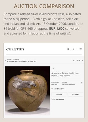 Lot 24 - MITSUHARU: A SILVER-INLAID BRONZE VASE