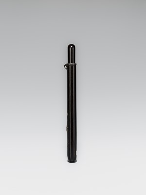 KAITO: A FINE GOLD-INLAID EBONY WOOD KISERUZUTSU (PIPE CASE) WITH MAGNOLIA